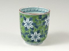 洸琳窯 波佐見焼 有田 緑濃鉄仙花・赤濃鉄仙花 : | 亀甲彫茶付(小